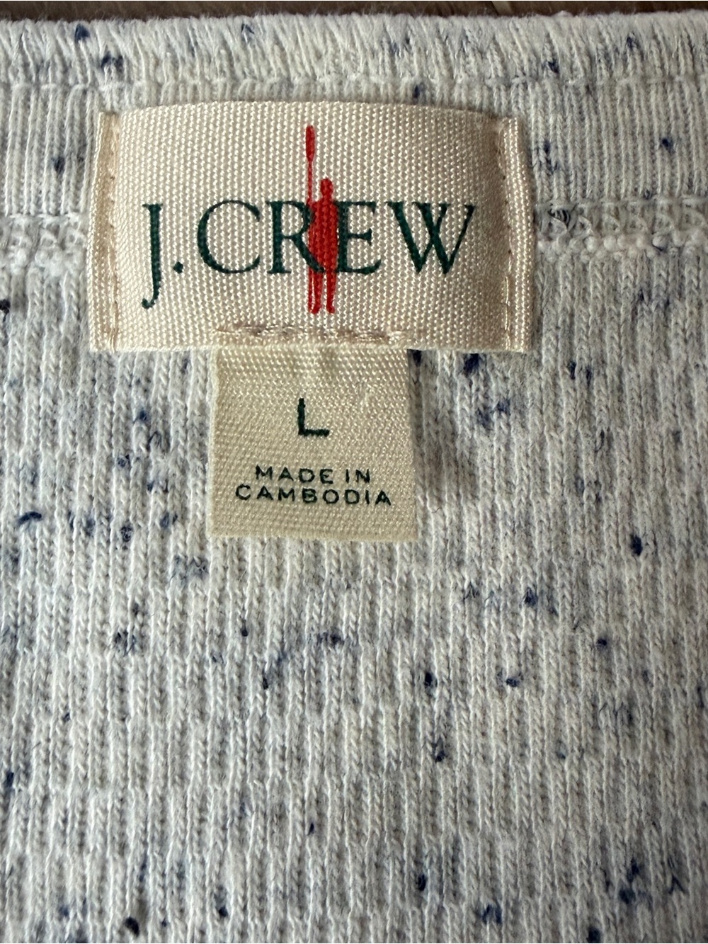 J Crew Men’s Oarsman Henley Pullover Sweater Size Large Light Grey Blue Speckles - Picture 2 of 14
